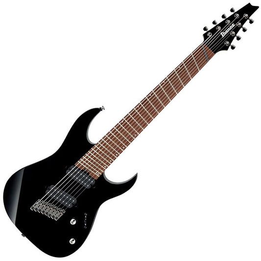 Ibanez RGMS8-BK Iron Label Multi-Scale 8 String Electric Guitar - Black