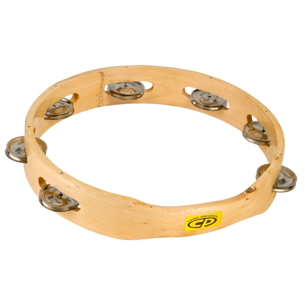 Latin Percussion CP389 10" Wood Tambourine, Headless, Single Row Jingles